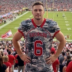 WILSON Unisex Grenada Camouflage & Red Football Jersey Pro Fusion Cut Sz: L